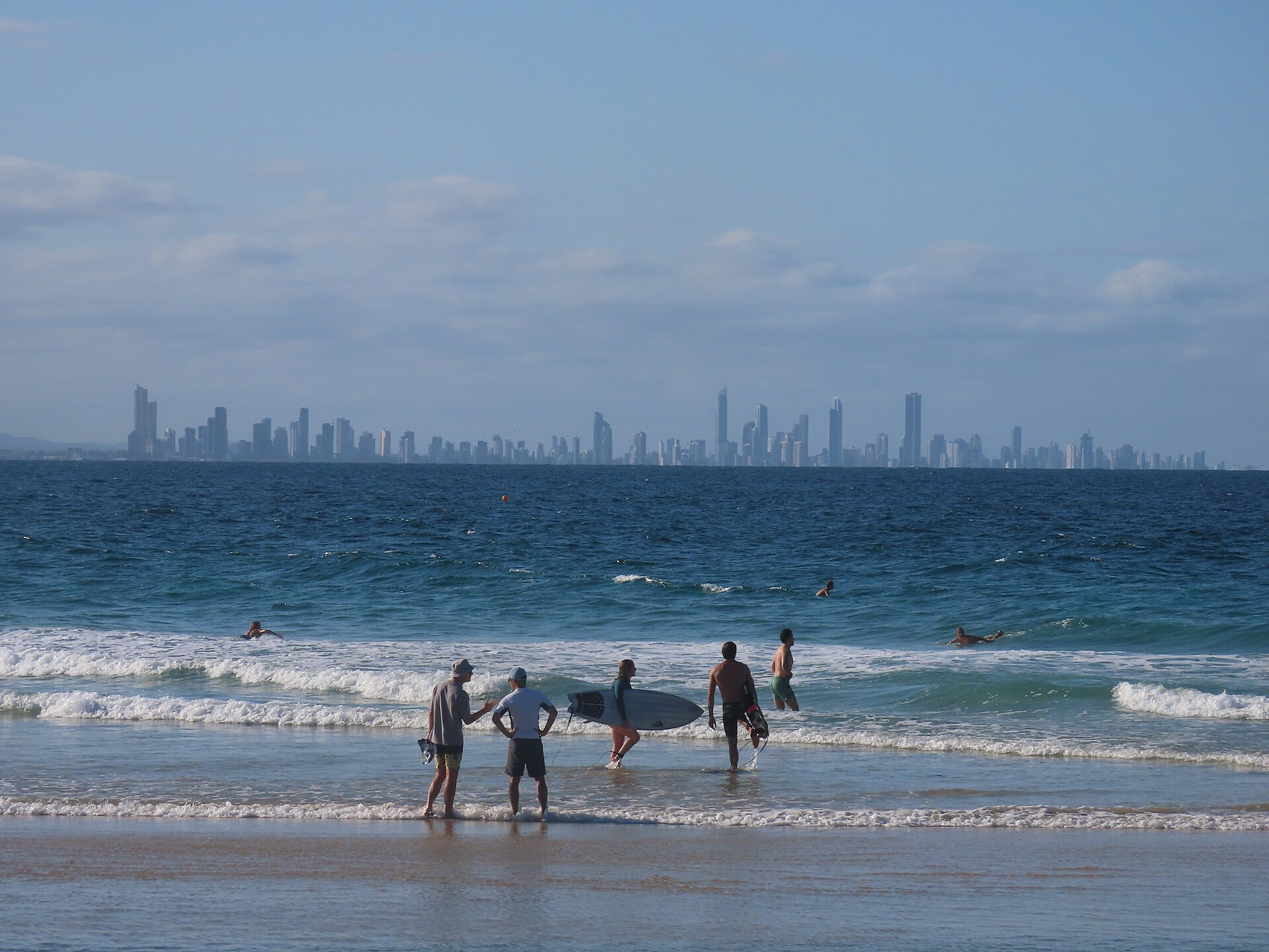 Coolangatta beach and distant Gold Coast skyline