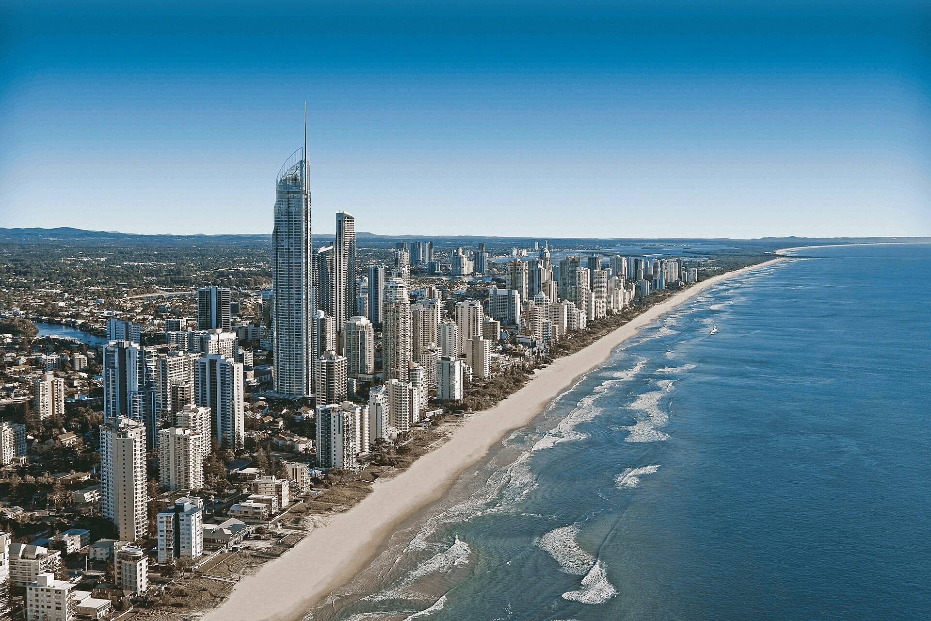 Gold Coast skyline at the edge of the ocean